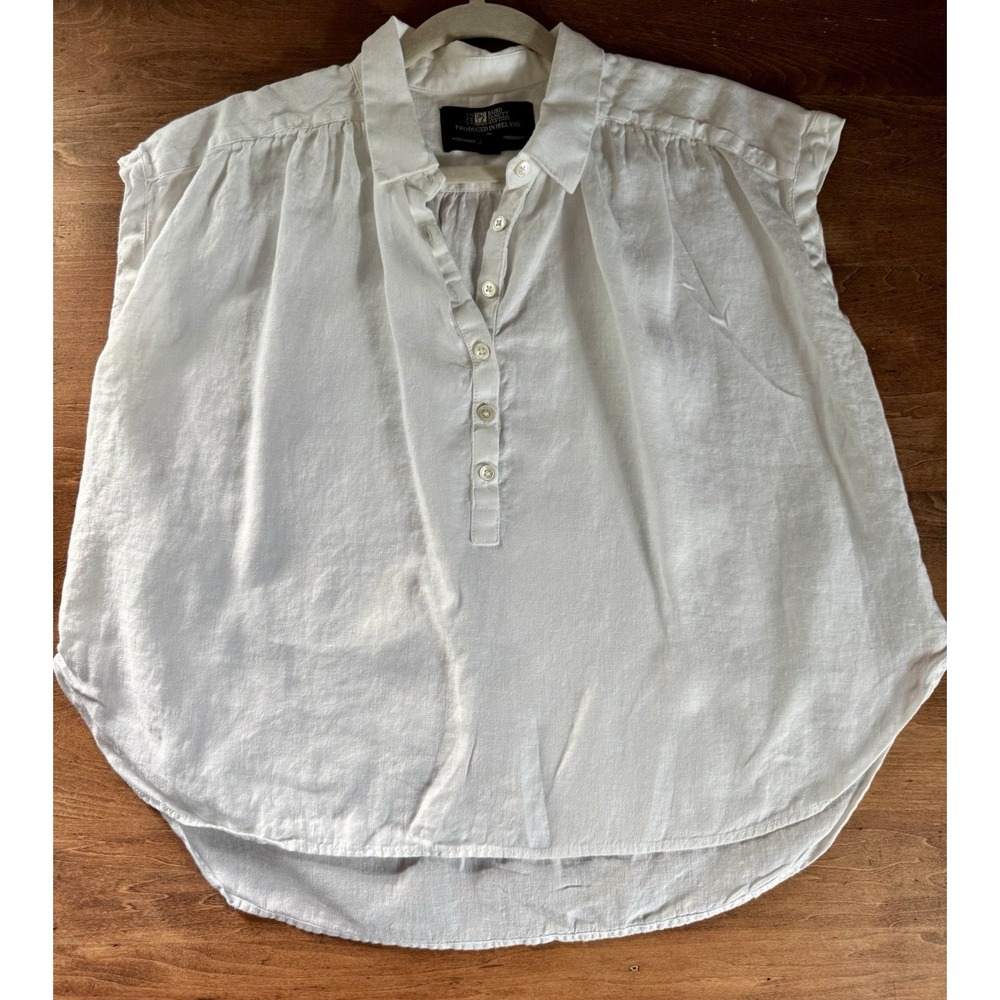J.Crew Bard McNutt Irish Linen White Popover Shirt Women's S Relaxed